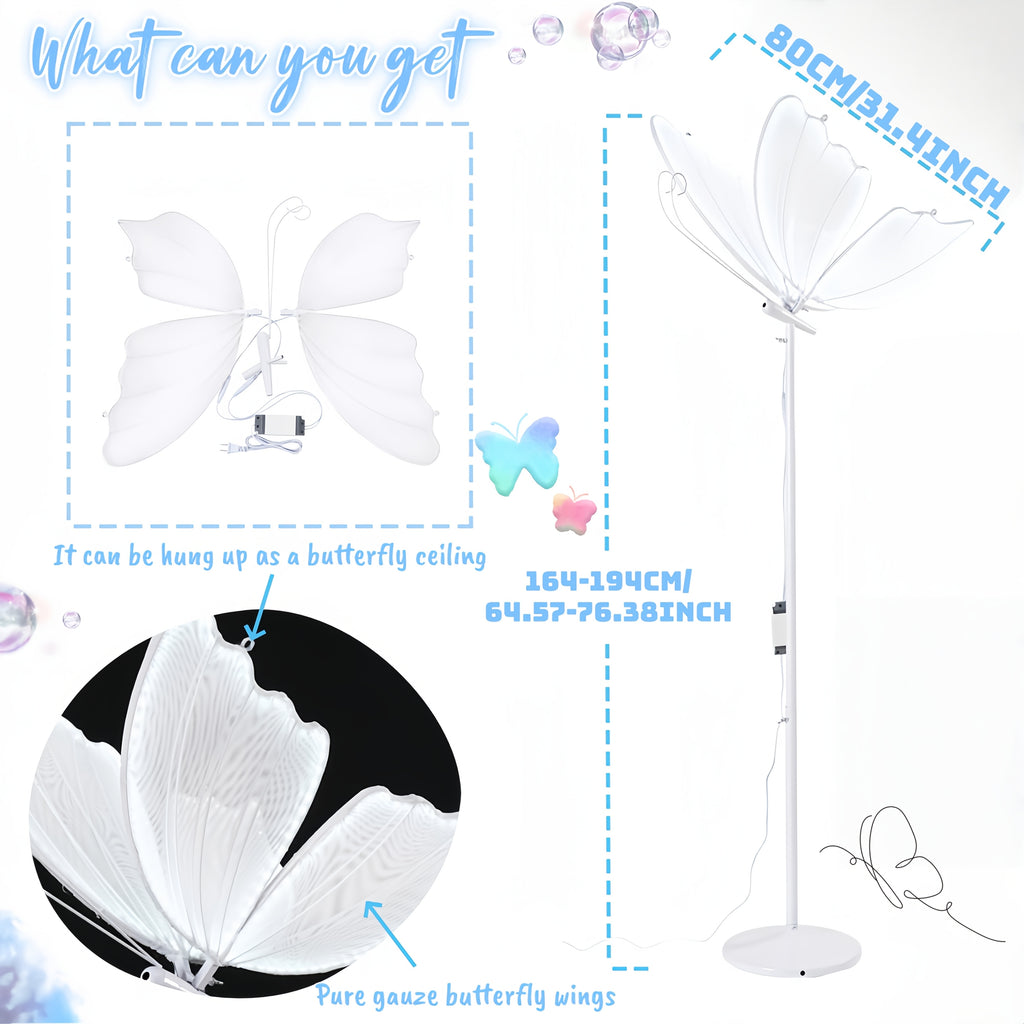 31.4-inch Wedding Butterfly Floor Lamp Birthday Party Wedding Reception Photo Area Ambient Lighting Christmas Tree Companion Lighting Romantic Valentine's Day Housewarming Dinner Decoration LED Giant Glowing Butterfly Hanging Sculpture Lamp