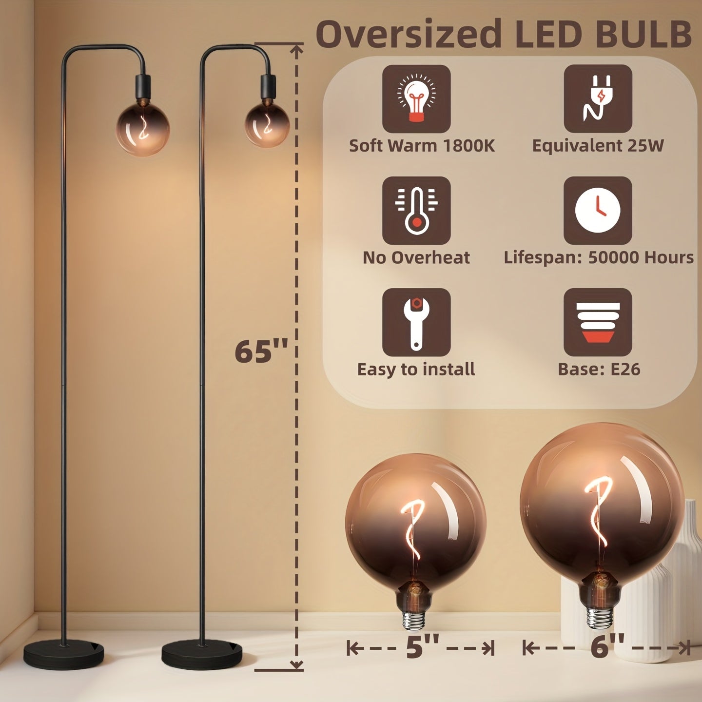 Industrial Floor Lamp for Living Room - 6\