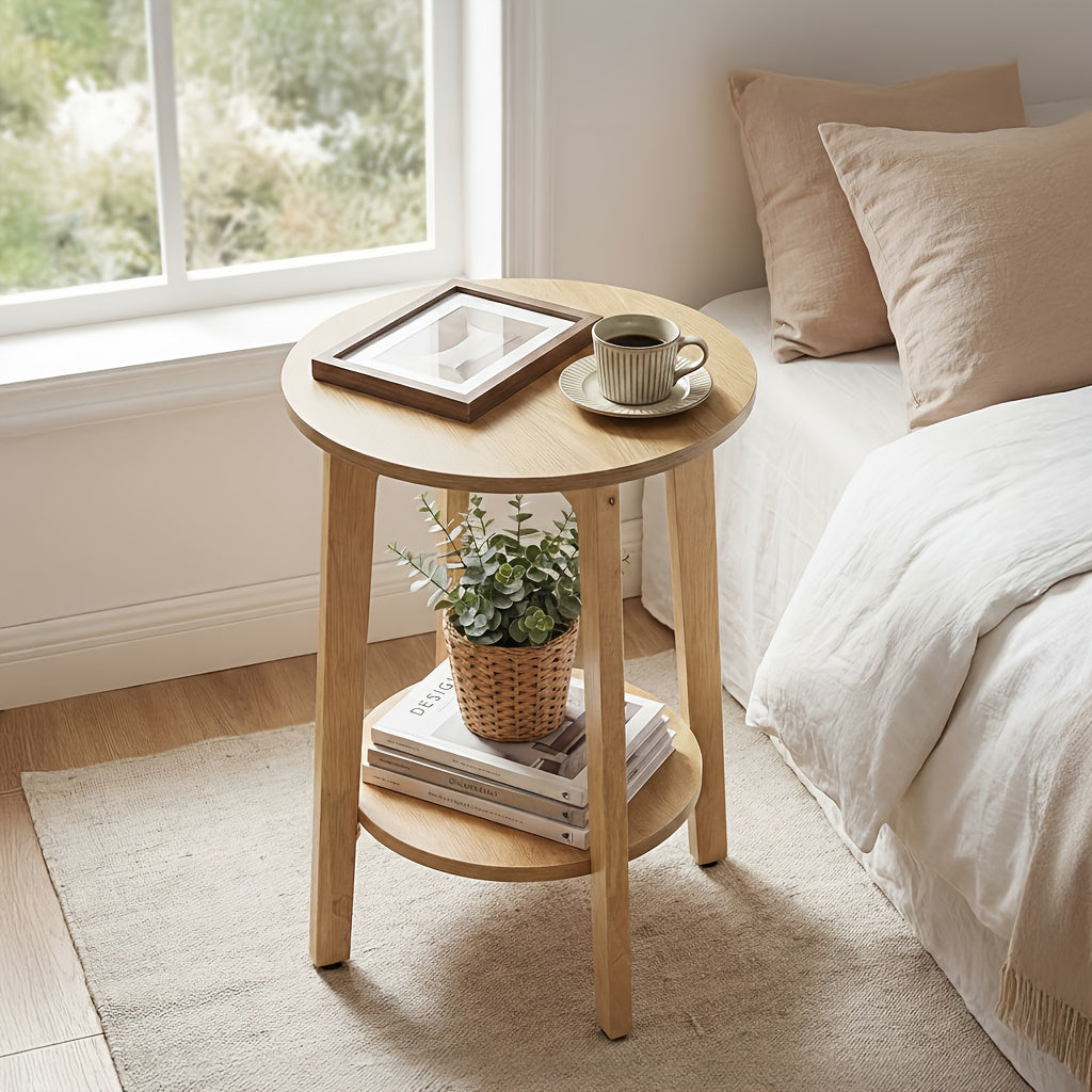 Compact Circular Side Table, Measuring 15.75 Inches in Diameter And 20.28 Inches in Height, Designed As a Nightstand with Tapered Legs And Smooth Curves, Ideal for Small Living Rooms Or Bedrooms