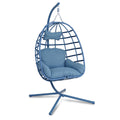 Egg-shaped Hanging Chair with Headrest and Frame, Courtyard Hanging Chair, Suitable for Outdoor Camping, Balcony, and Garden Use, Enhanced X-shaped Frame, UV-resistant Cushions, Soft, Breathable, and Skin-friendly