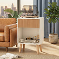 Contemporary Nightstand Featuring a Fluted Design, Equipped with a Storage Drawer And an Open Shelf, Supported by Solid Wood Legs. Ideal As an Accent Table for Small Living Rooms Or Bedrooms