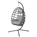 Hanging Egg Chair with Stand Outdoor, Rattan Wicker Swing Hammock Chairs, Comfortable Outdoor Swing Chair, Durable Egg Swing Chair, Equipped with Cushions & Headrest, 350 Lbs Capacity, Suitable for Patio Garden, Birthday Gift or Valentine's Day
