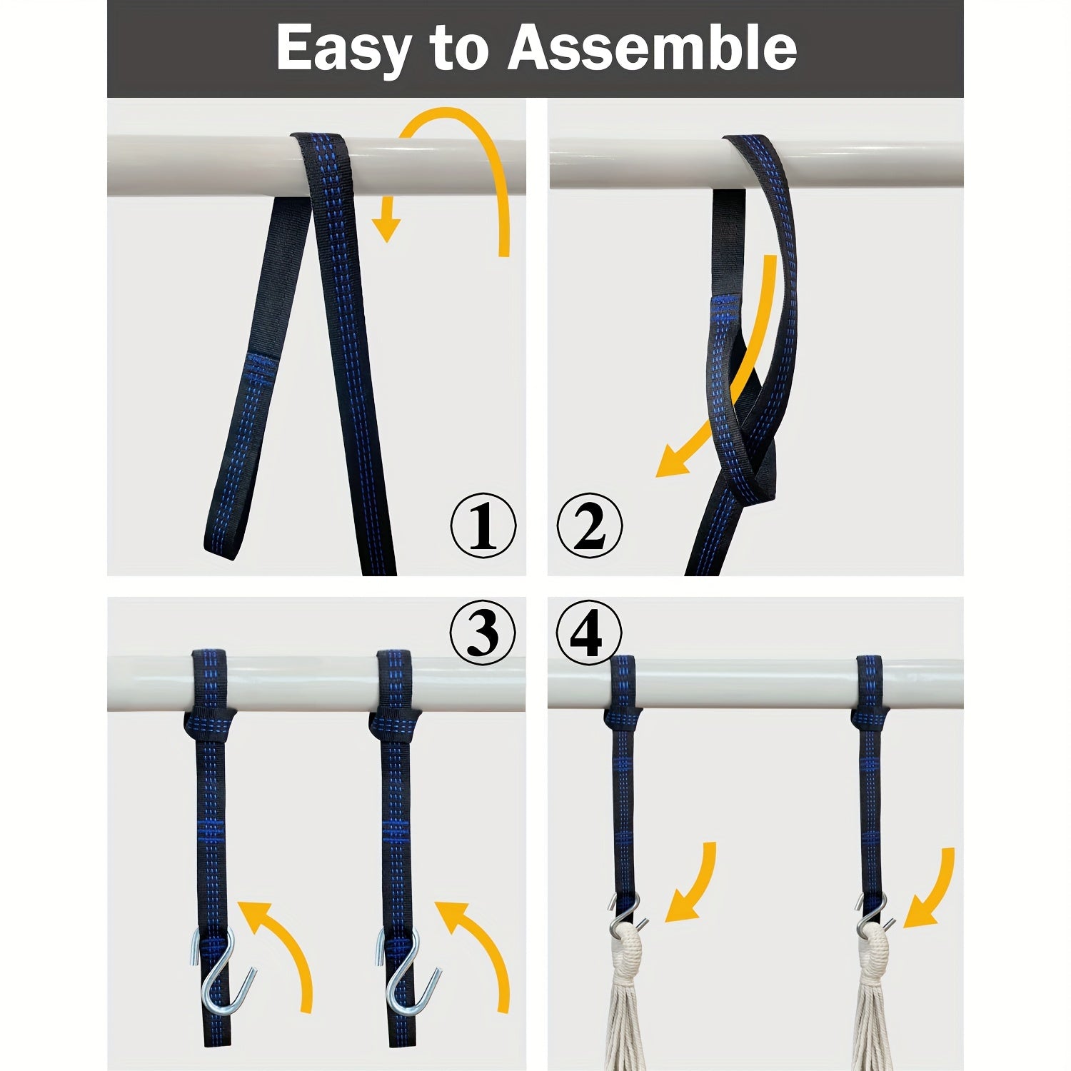 Hanging Hammock Chair with Two Cushions, Durable Webbing Straps And Hooks, Handcrafted for Outdoor Use in Gardens, Porches, And Patios