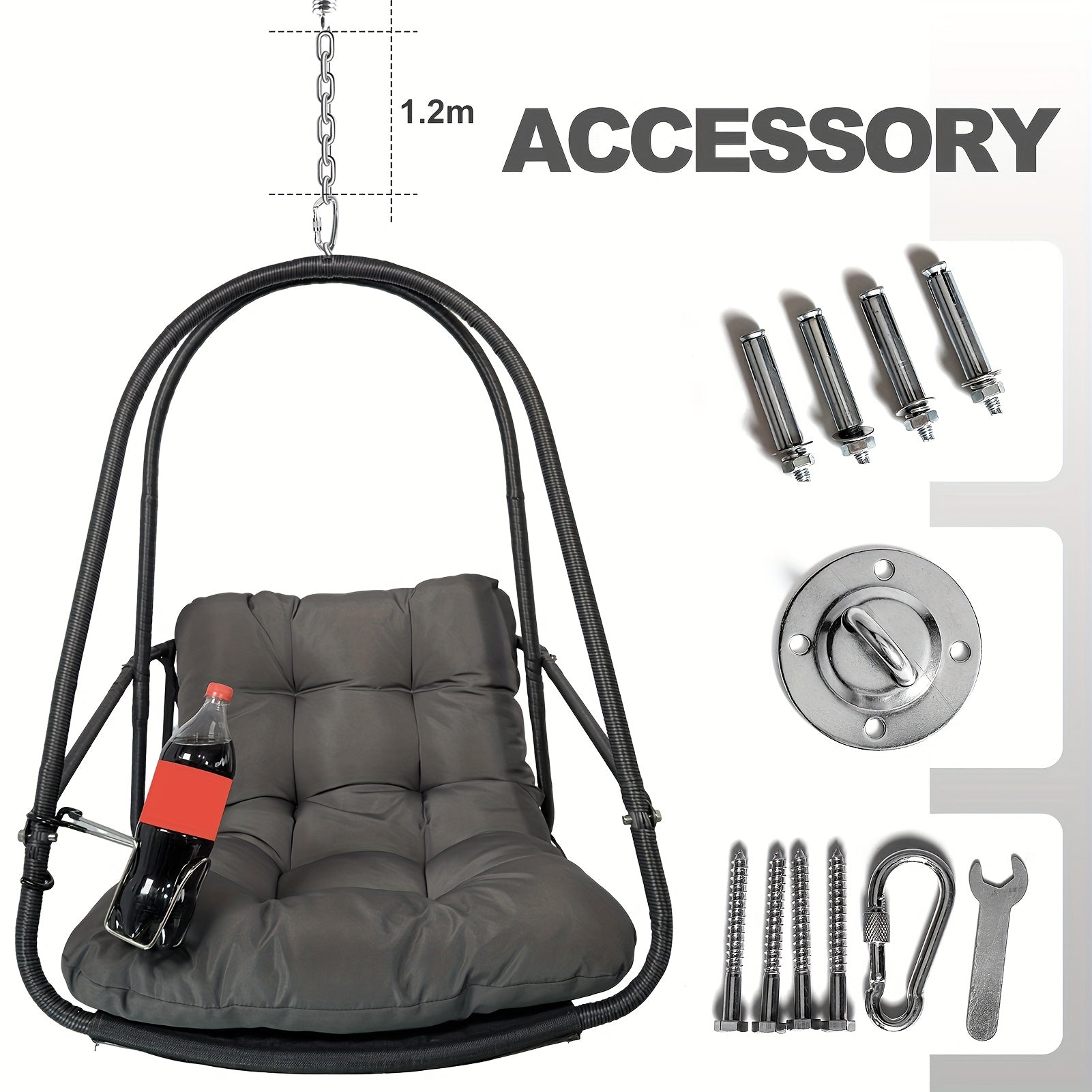 Swing Hammock Egg Basket Chairs Without Stand Outdoor, Hanging Chair, Foldable Frame 350lbs Capacity Ceiling Hammock Chair For Patio Porch Backyard Balcony