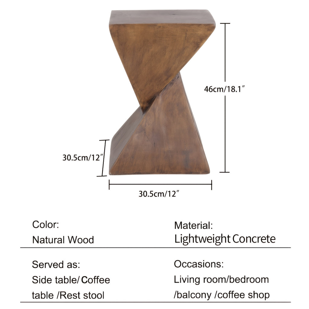 AESOME Z-Shaped Side Table & Stool - Multifunctional Lightweight Concrete Outdoor\u002F end table with Z-Shaped frame, Square Concrete Top & Stool - Natural Portable Accent table for Patio, Garden, Bedroom - Assembly Required