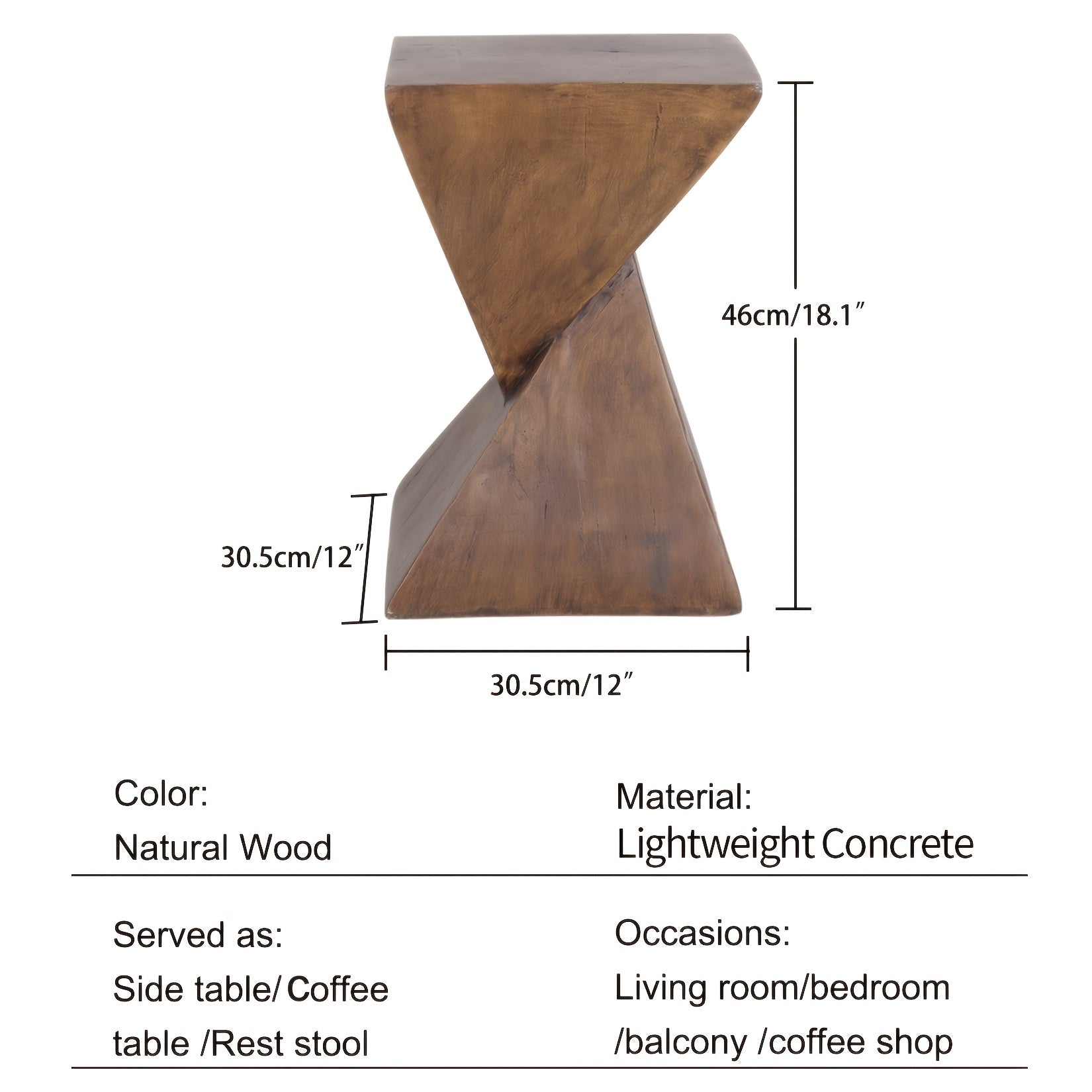 AESOME Z-Shaped Side Table & Stool - Multifunctional Lightweight Concrete Outdoor\u002F end table with Z-Shaped frame, Square Concrete Top & Stool - Natural Portable Accent table for Patio, Garden, Bedroom - Assembly Required