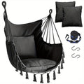 Hanging Hammock Chair with Two Cushions, Durable Webbing Straps And Hooks, Handcrafted for Outdoor Use in Gardens, Porches, And Patios