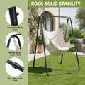 Hanging Chair Set, Black Metal Frame, Cloth, 2 Pillows, 4 Plastic Foot Covers, 34.25×39.37×53.15inch
