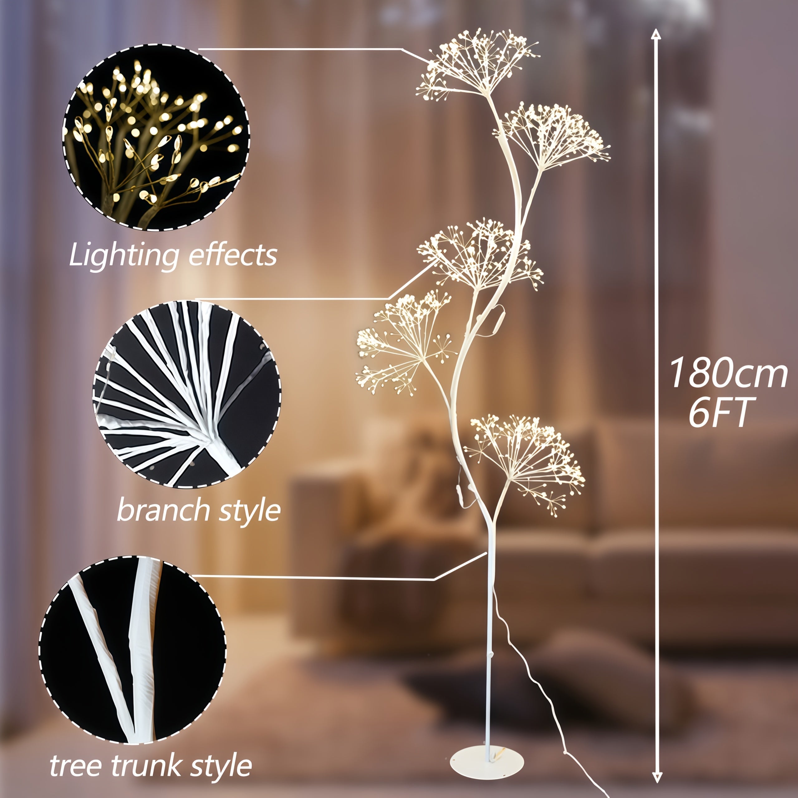 6ft Fairy-themed Dandelion Lamp, Indoor Figurine Lamps, Suitable For Living Room, Dining Room, Bedroom, Study, Lighting, Home Decoration, Christmas And Halloween