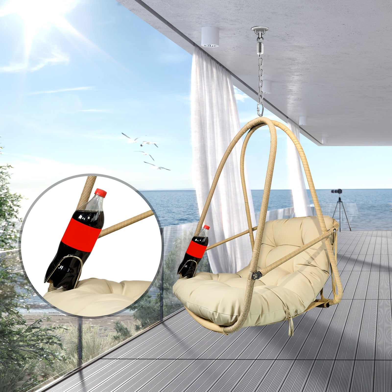 Swing Hammock Egg Basket Chairs Without Stand Outdoor, Hanging Chair, Foldable Frame 350lbs Capacity Ceiling Hammock Chair For Patio Porch Backyard Balcony