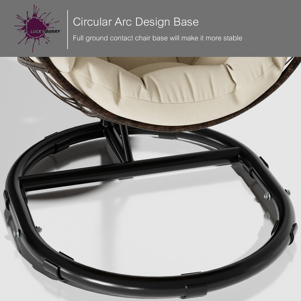 Outdoor Wicker Tear Drop Hanging Egg Chair Color Cushion Beige