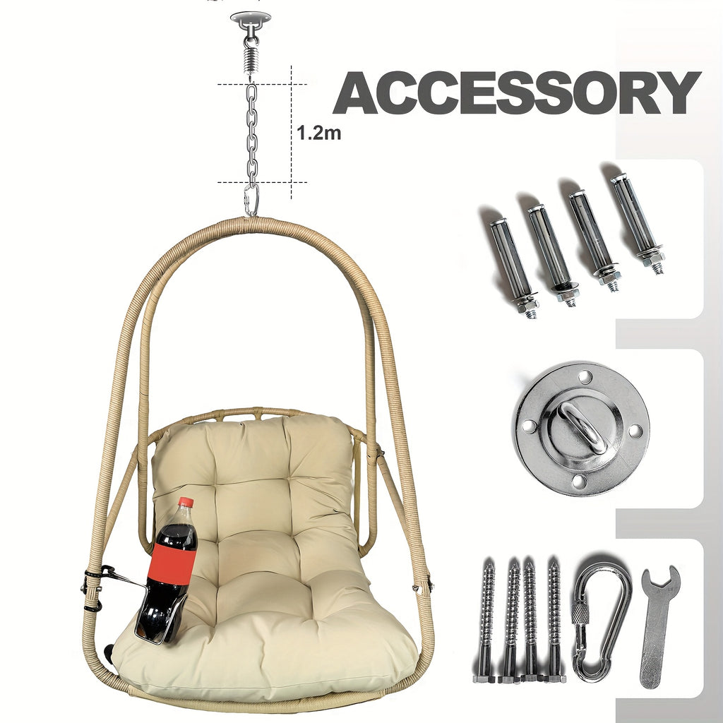 Swing Hammock Egg Basket Chairs Without Stand Outdoor, Hanging Chair, Foldable Frame 350lbs Capacity Ceiling Hammock Chair For Patio Porch Backyard Balcony