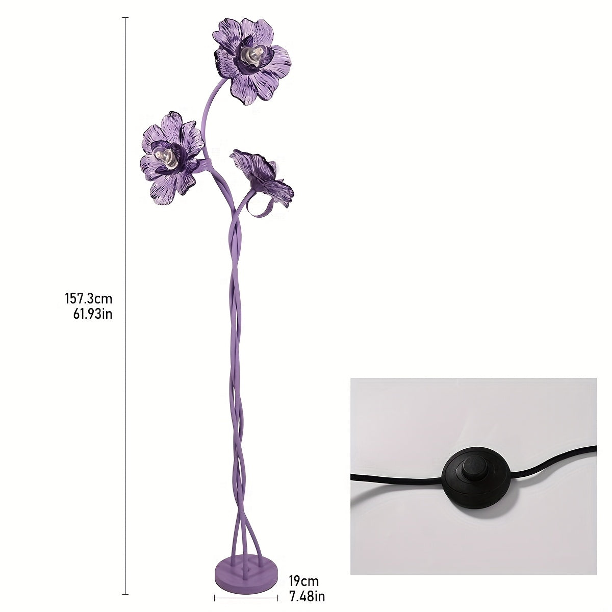 Home Crabapple Flower Floor Lamp, Retro Style, Decoration Matching, Three Colors Adjustable, Goose Neck Design Adjustable Three-Head Decorative Lamp, Suitable for Bedroom, Living Room, Study Reading, Etc