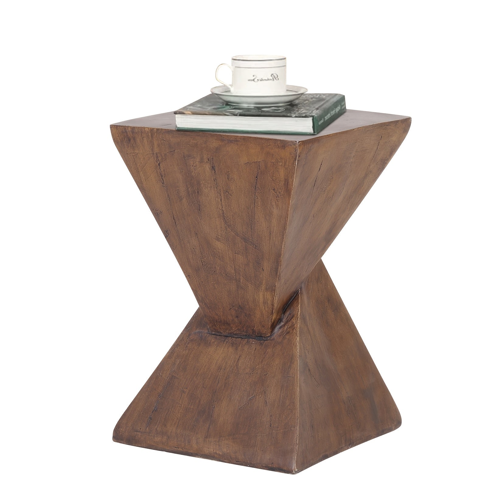 AESOME Z-Shaped Side Table & Stool - Multifunctional Lightweight Concrete Outdoor\u002F end table with Z-Shaped frame, Square Concrete Top & Stool - Natural Portable Accent table for Patio, Garden, Bedroom - Assembly Required